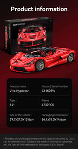 Konstrukcinis rinkinys CADA Sportinis automobilis 60cm VIVA Hypercar Lenktyninis automobilis 4739 dalys