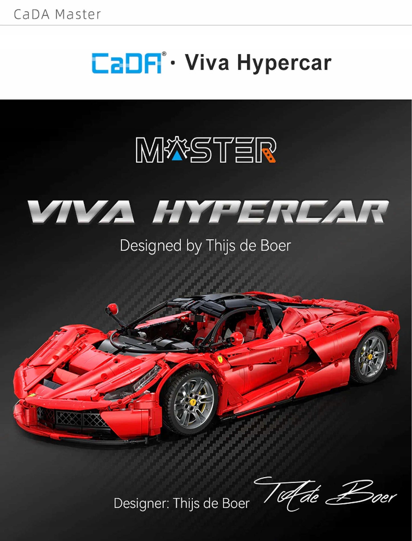 Konstrukcinis rinkinys CADA Sportinis automobilis 60cm VIVA Hypercar Lenktyninis automobilis 4739 dalys