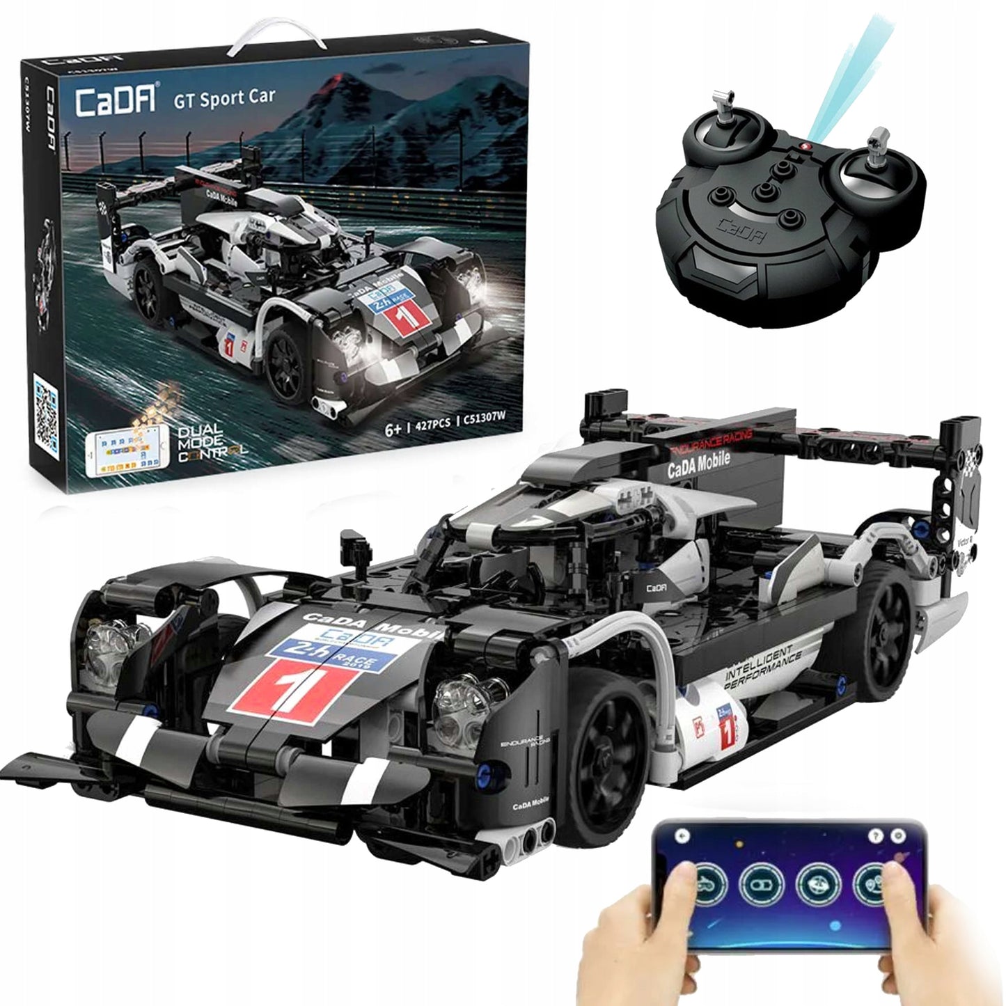 Statybinės kaladėlės CADA Didelis Sportinis Automobilis GT LE MANS RC, 427 Detalės + LED