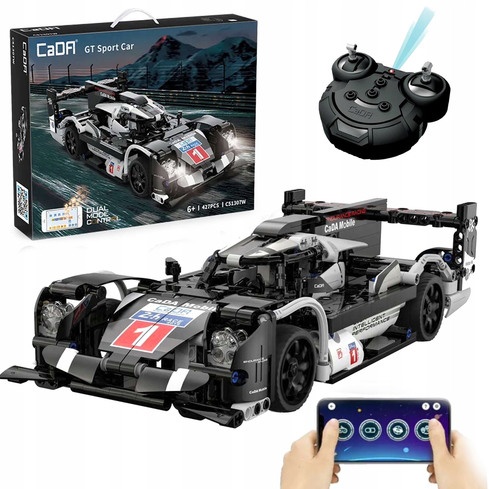 Statybinės kaladėlės CADA Didelis Sportinis Automobilis GT LE MANS RC, 427 Detalės + LED