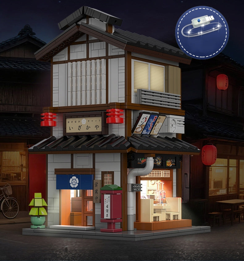 Statybiniai blokeliai CaDA PASTATAS IKAZAYA JAPONIŠKA UŽEIGA LED ŠVIESOS 1195 ELEMENTAI