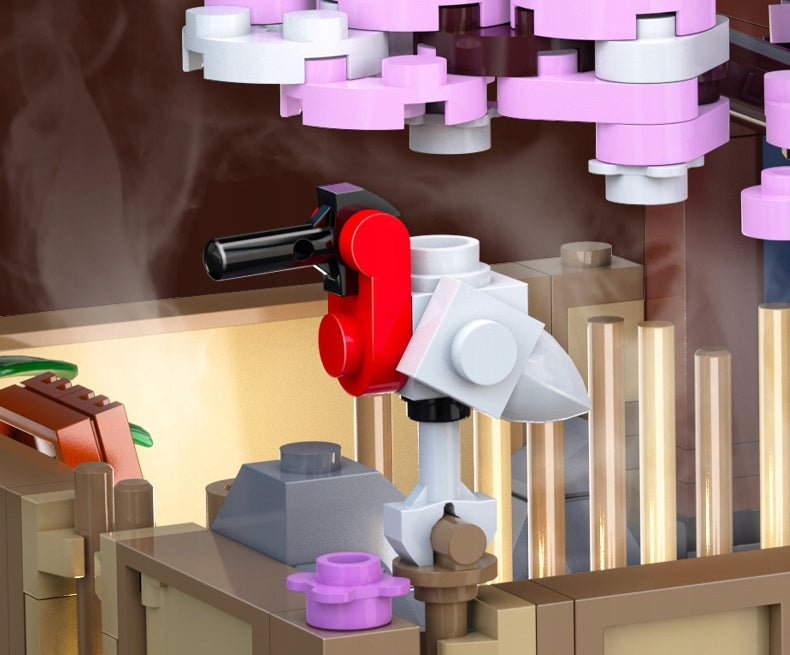 Statybinės kaladėlės CADA Pastatas SENTO Japonų pirtis LED šviesos 1249 elementai Rinkinys