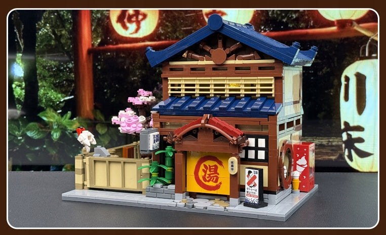 Statybinės kaladėlės CADA Pastatas SENTO Japonų pirtis LED šviesos 1249 elementai Rinkinys