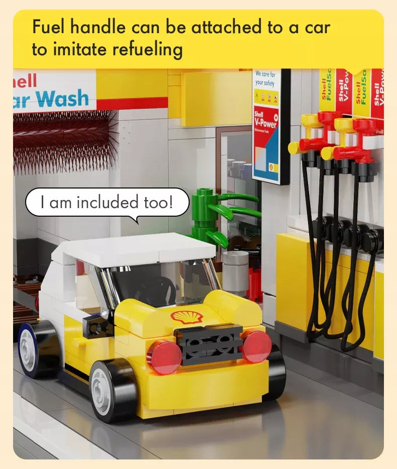 Statybiniai blokeliai CaDA PASTATAS DEGELINĖ SHELL 1309 DALYS + LED APŠVIETIMAS