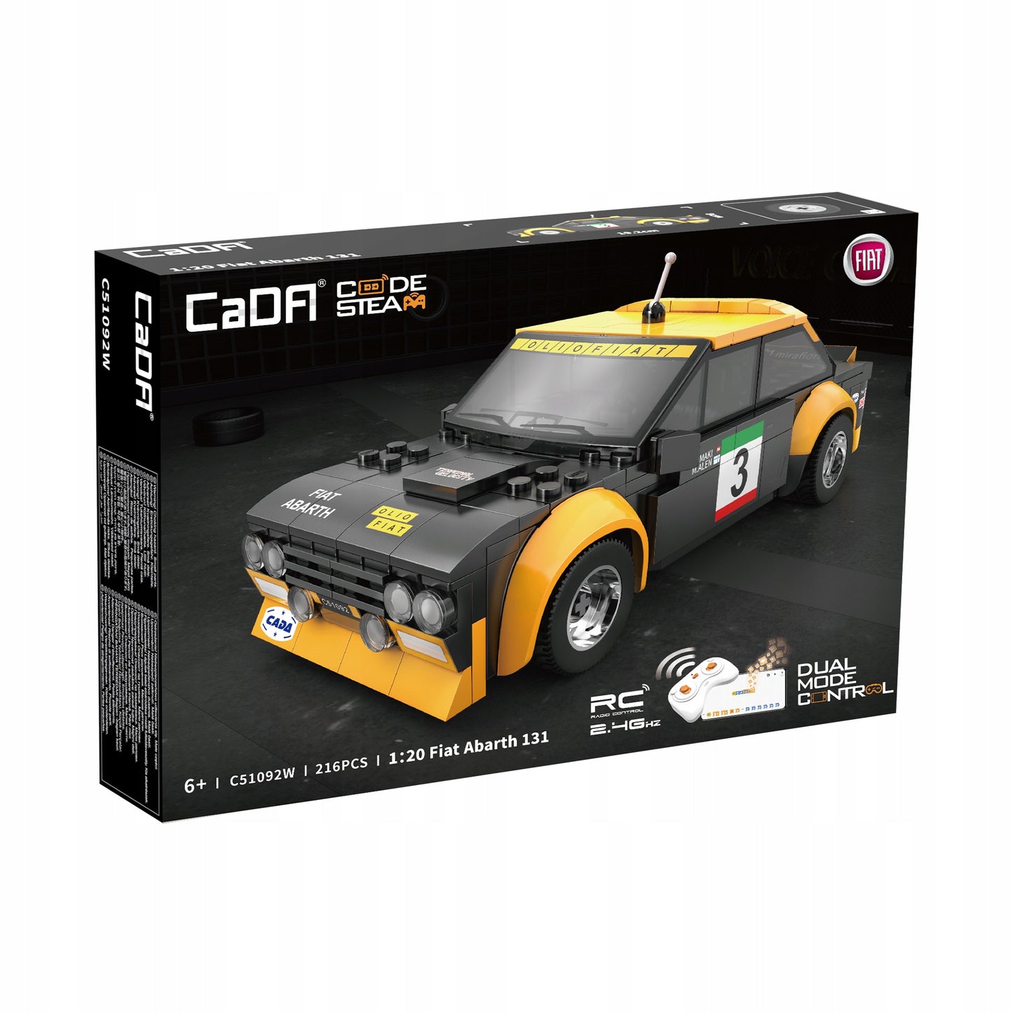 CADA FIAT ABARTH 131 nuotoliniu būdu valdomas automobilis DUAL MODE RC, 216 det.