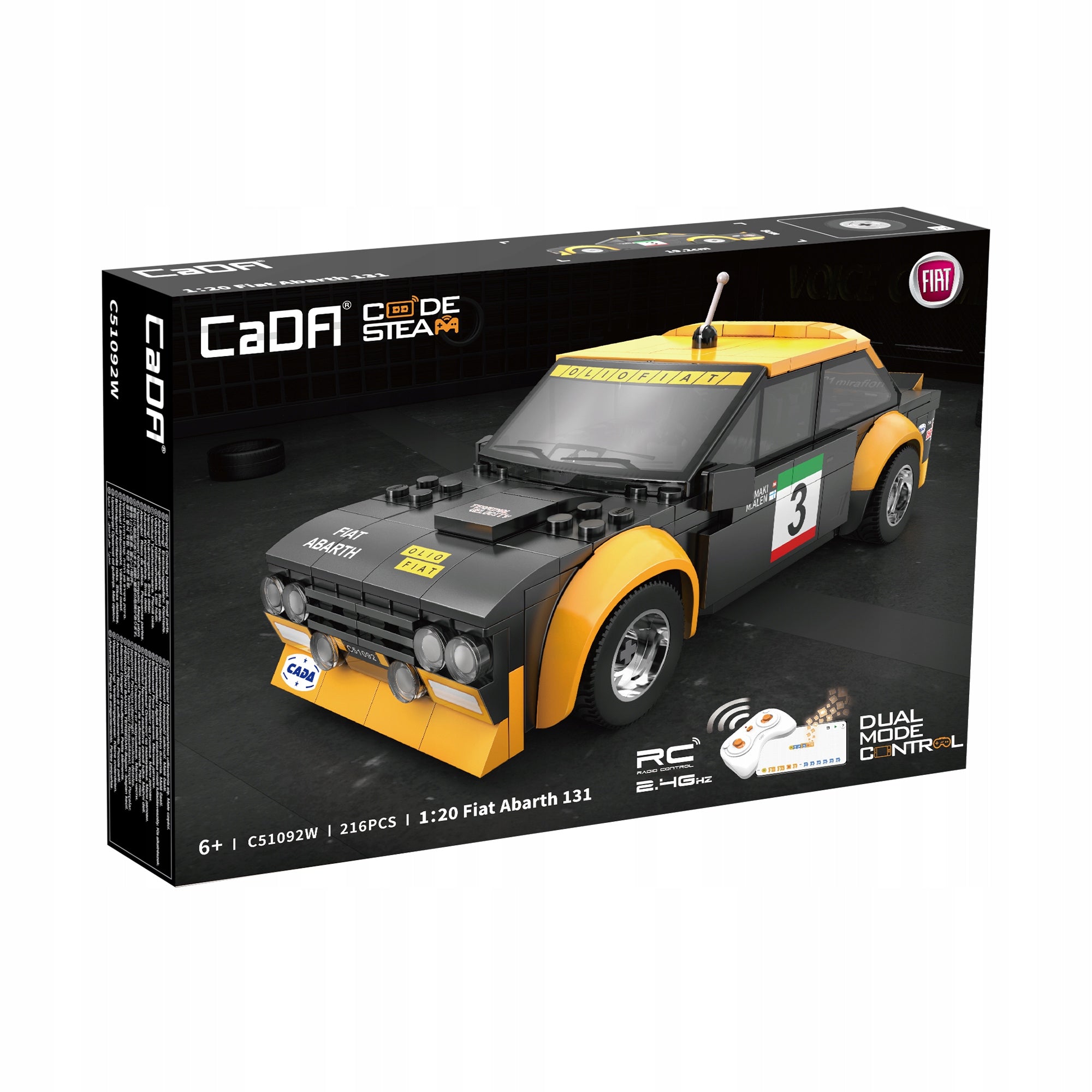 CADA FIAT ABARTH 131 nuotoliniu būdu valdomas automobilis DUAL MODE RC, 216 det.