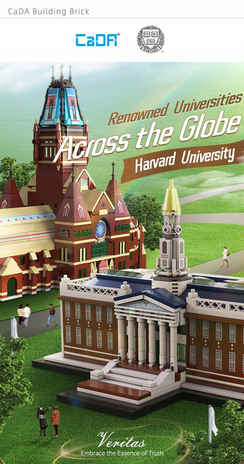 Statybiniai blokeliai CaDA Harvardo universiteto memorialas Didžioji salė 1411 el. dovanų rinkinys