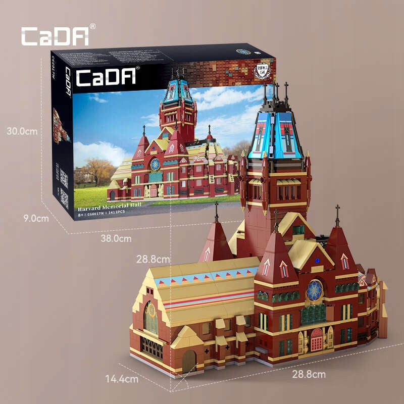 Statybiniai blokeliai CaDA Harvardo universiteto memorialas Didžioji salė 1411 el. dovanų rinkinys