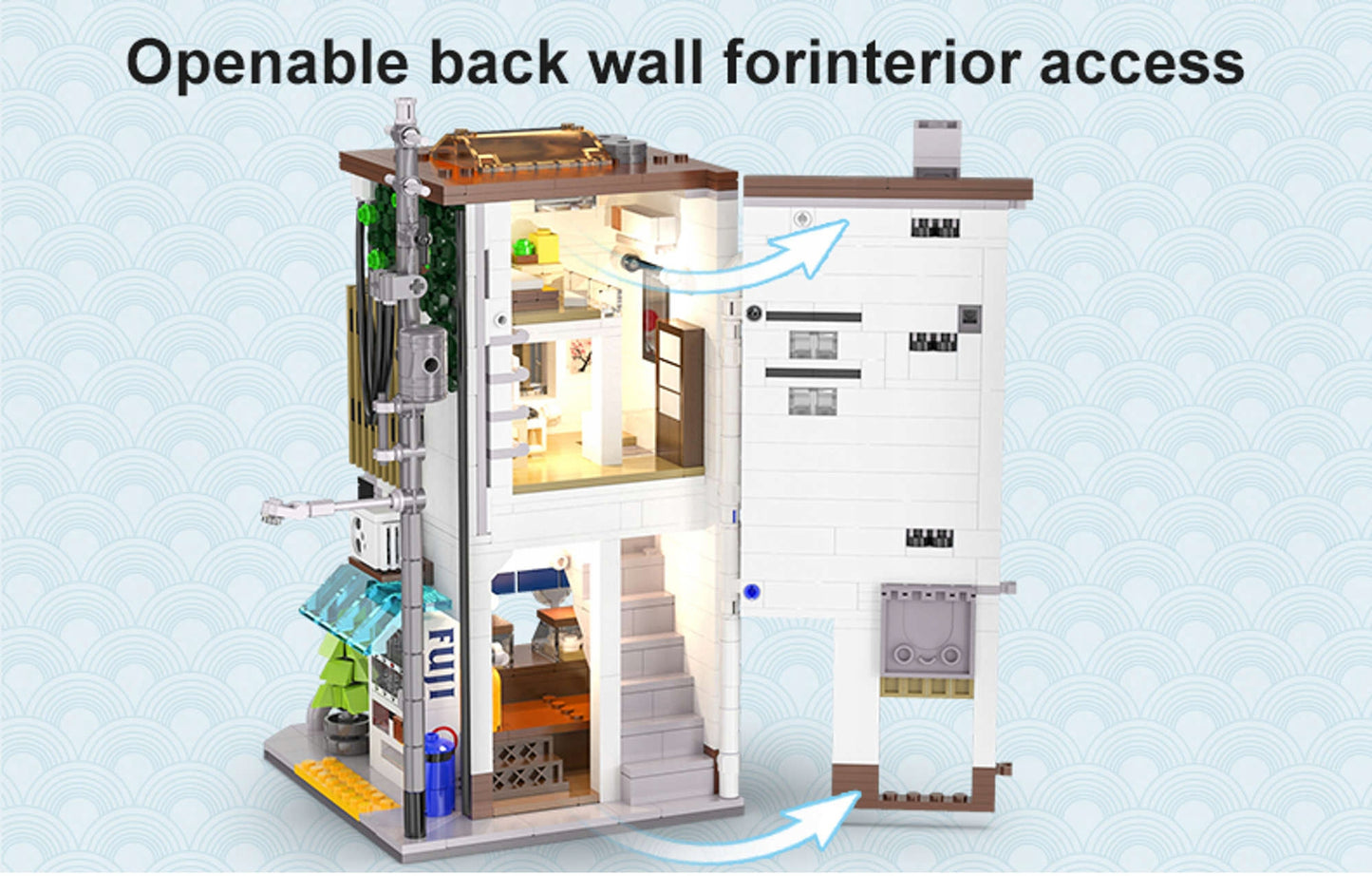 Konstruktorius CaDA Japoniškas bandelių parduotuvės "Bun Shop" pastatas, LED apšvietimas, 1108 detalės.