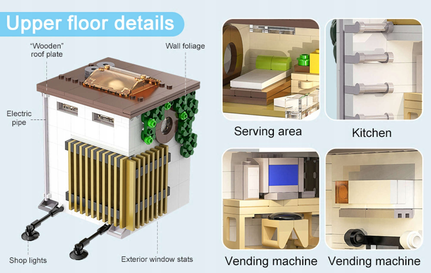 Konstruktorius CaDA Japoniškas bandelių parduotuvės "Bun Shop" pastatas, LED apšvietimas, 1108 detalės.