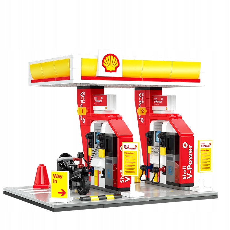 Statybiniai blokeliai CaDA Mini degalinė SHELL 305 detalės pastatas