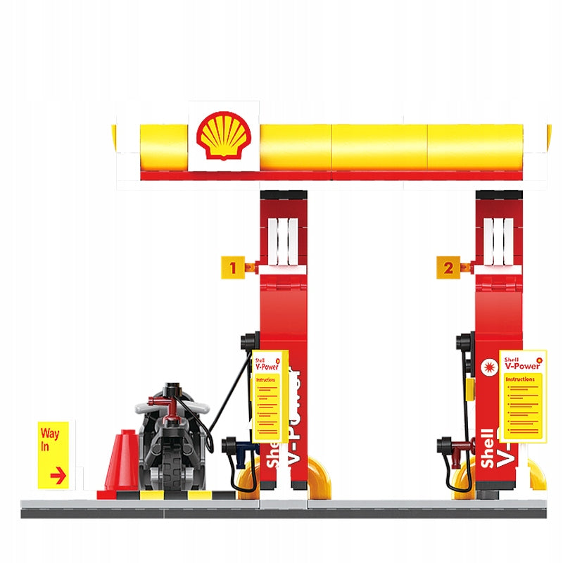 Statybiniai blokeliai CaDA Mini degalinė SHELL 305 detalės pastatas