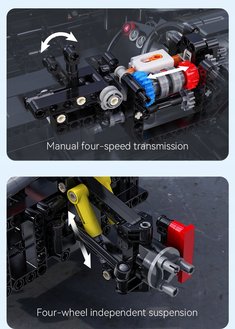 Statybiniai blokeliai CaDA MAZDA RX-7 VEILSIDE komplektas, nuotoliniu būdu valdomas 3305 dalys. RC + LED