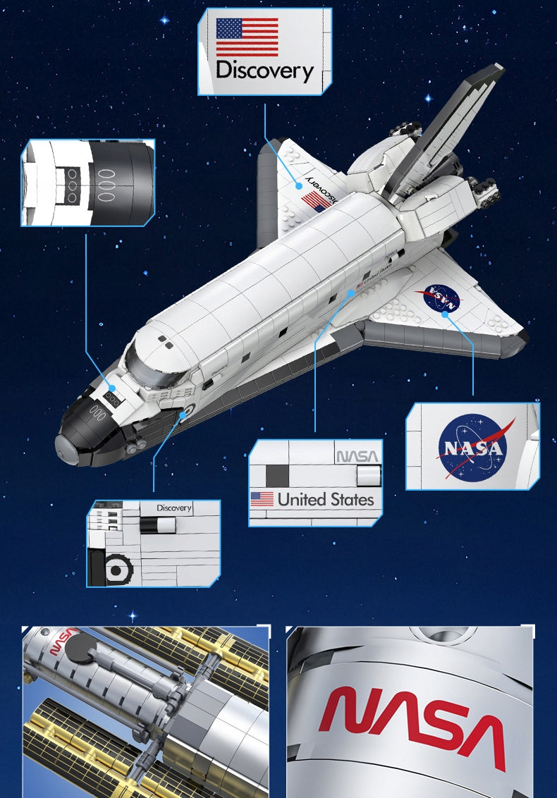 Statybiniai blokeliai CaDA NASA modelis KOSMINĖ ŠAUDYKLĖ DISCOVERY SPACE SHUTTLE 1827 elementai.