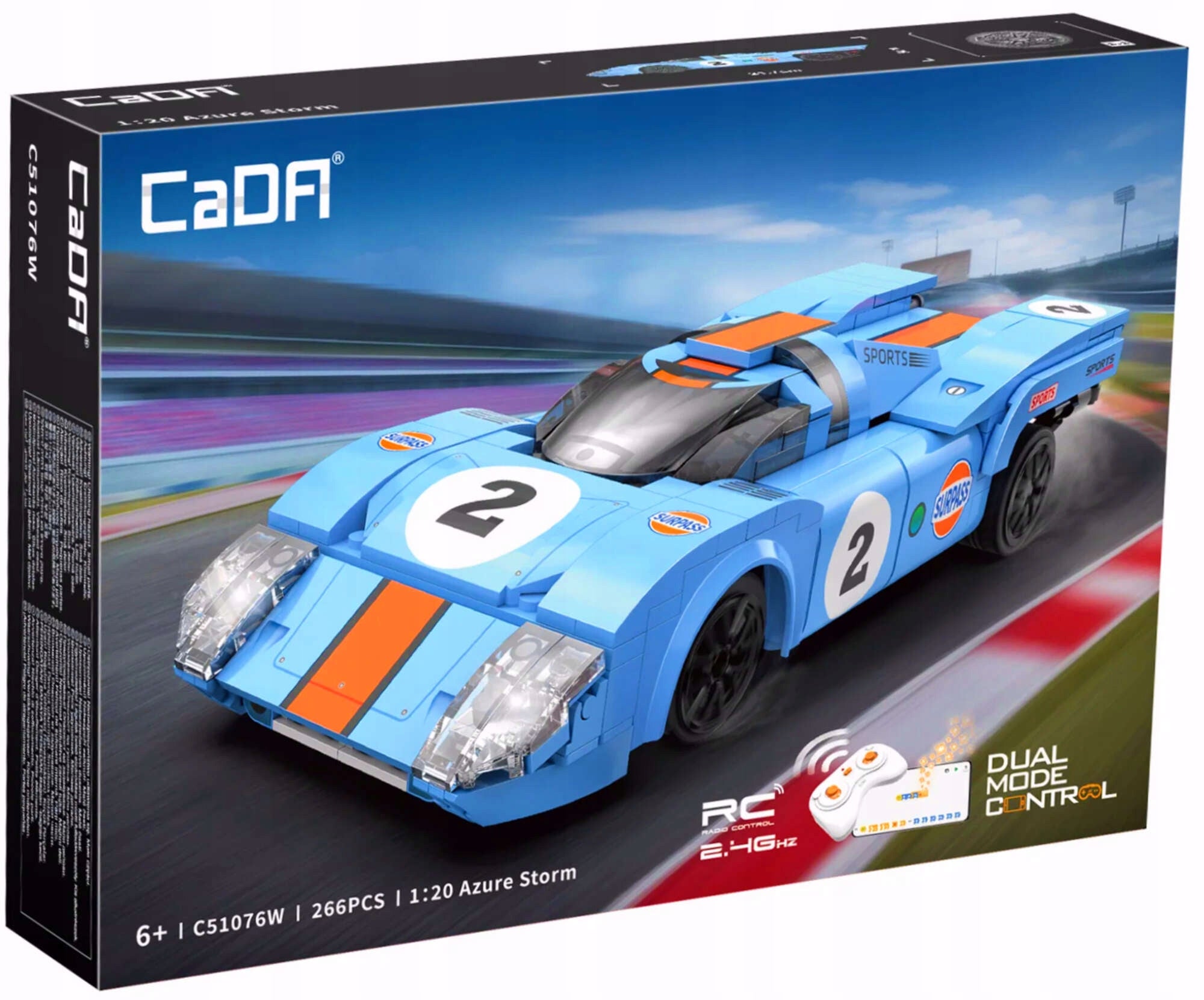 Konstruktorius CADA RC sportinis automobilis AZURE STORM CHAMPIONS valdomas nuotoliniu būdu 266 el.