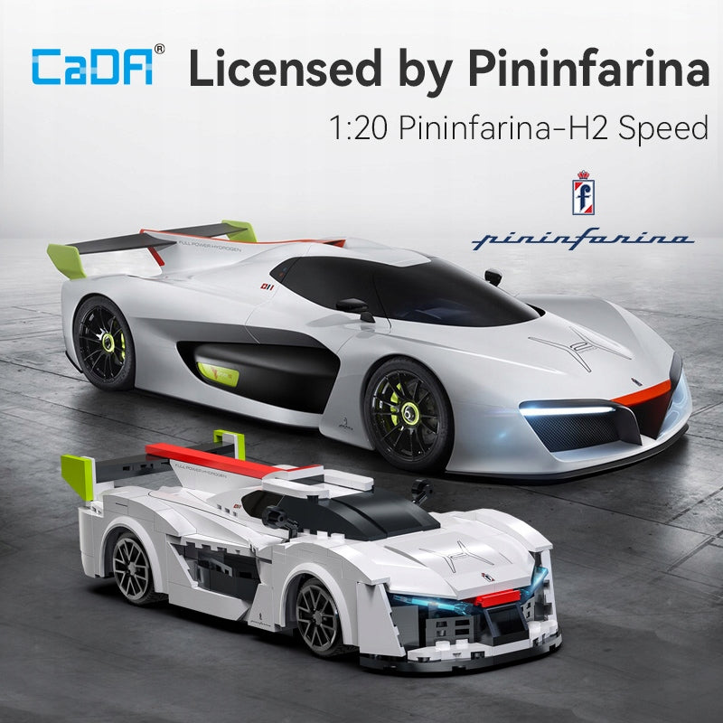Konstrukciniai blokeliai CaDA nuotoliniu būdu valdomas automobilis PININFARINA H2 SPEED DUAL MODE RC