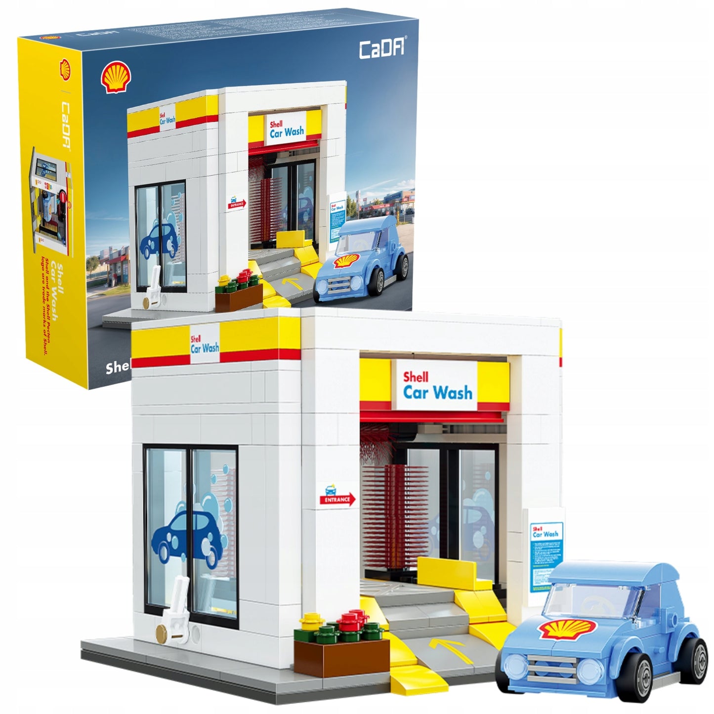 Statybiniai blokeliai CADA "Shell" Automobilių plovykla 294 detalės Pastatas