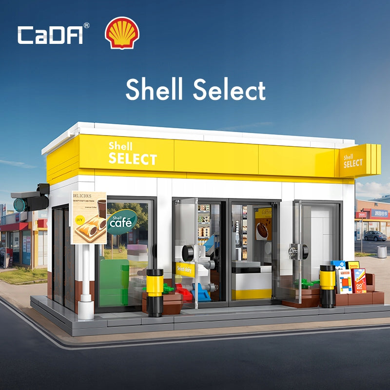 Konstrukciniai blokeliai CaDA "Shell Select" degalinės parduotuvė, 303 dalys, pastatas
