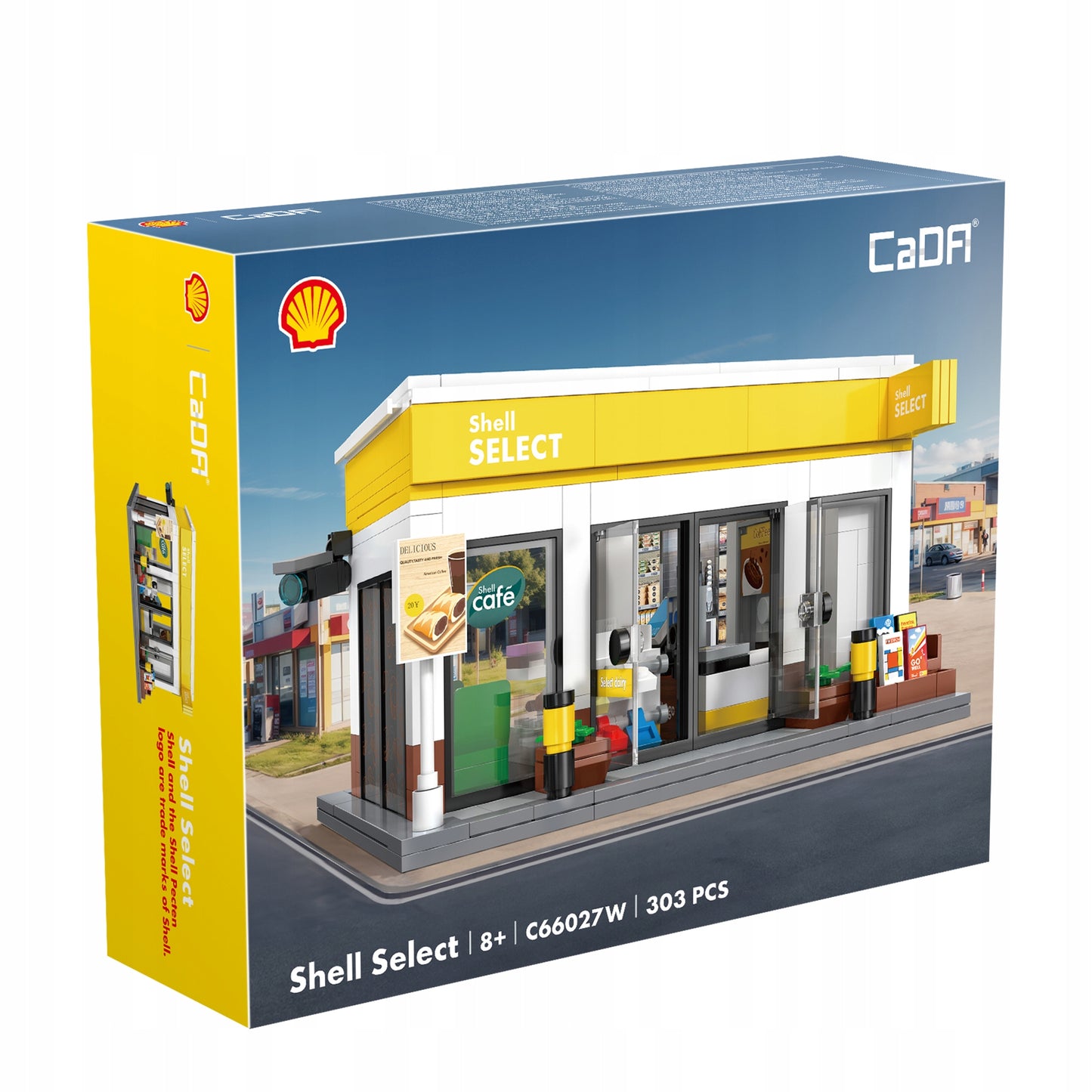 Konstrukciniai blokeliai CaDA "Shell Select" degalinės parduotuvė, 303 dalys, pastatas
