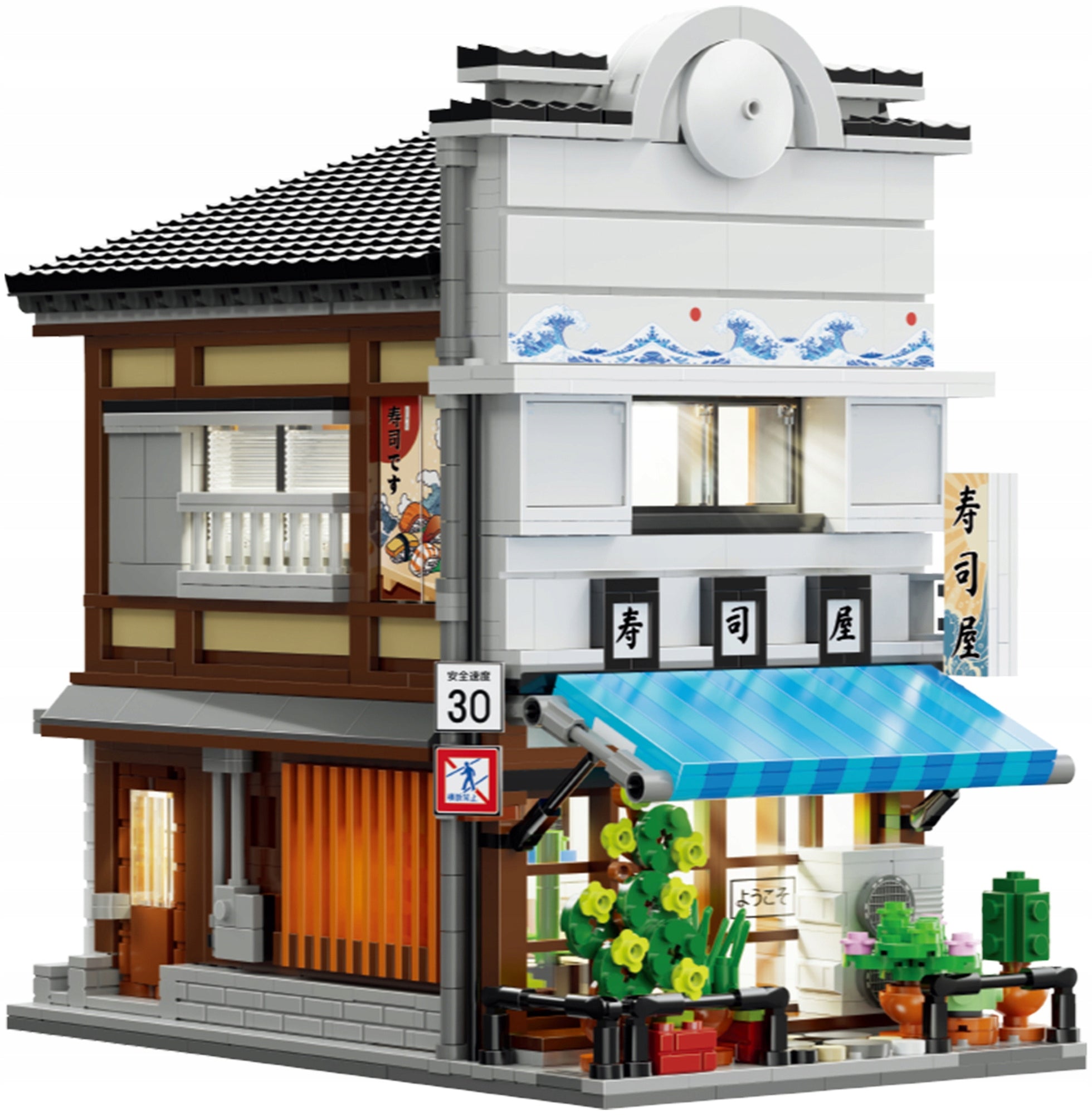 Statybiniai kaladėlės CaDA Sushi parduotuvė, Japonų serija, Didelis, 1665 elementai + LED