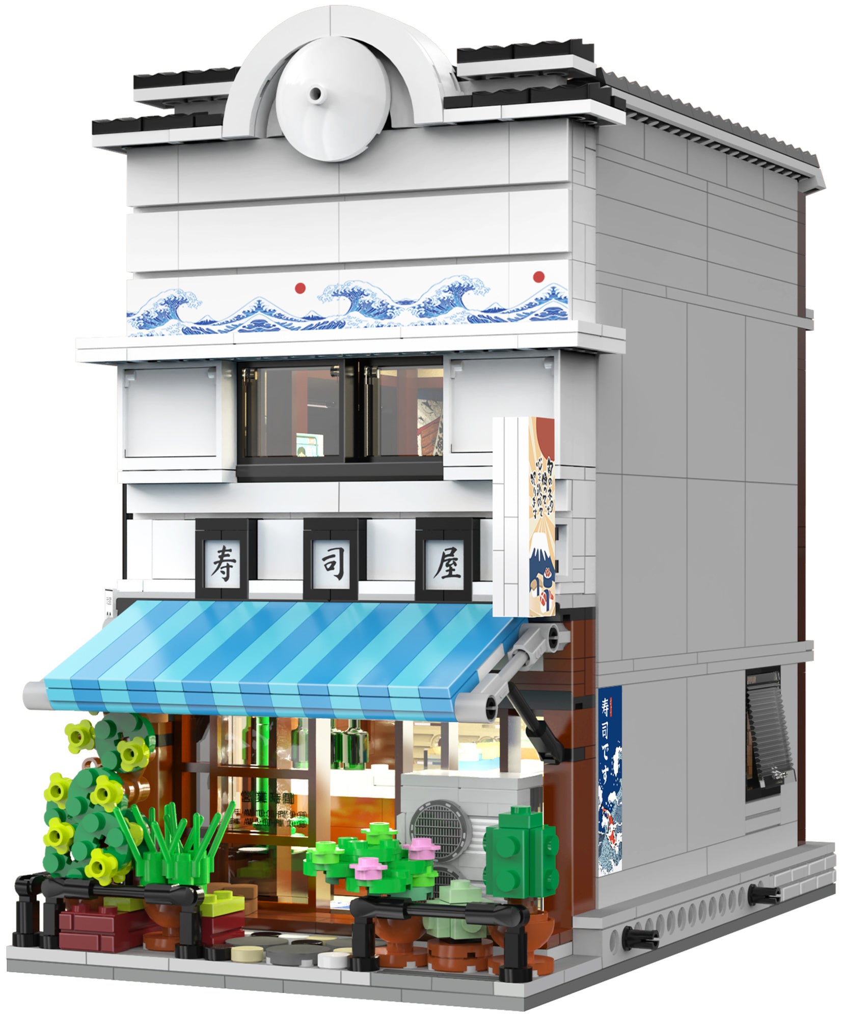 Statybiniai kaladėlės CaDA Sushi parduotuvė, Japonų serija, Didelis, 1665 elementai + LED