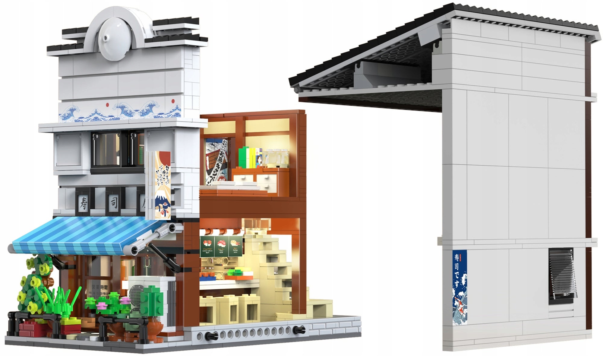 Statybiniai kaladėlės CaDA Sushi parduotuvė, Japonų serija, Didelis, 1665 elementai + LED