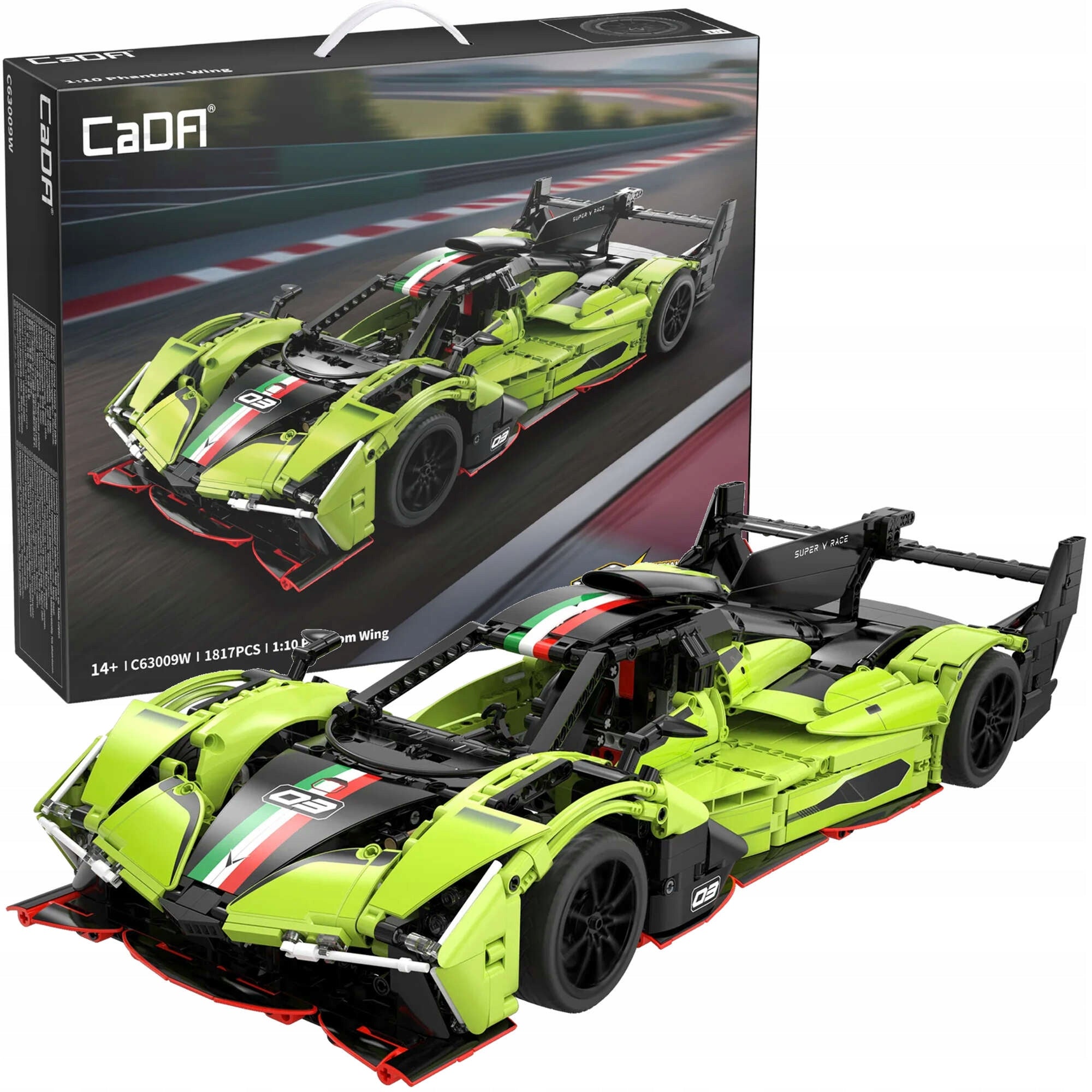 Konstruktorius CADA TECHNIC Lenktyninis automobilis PHANTOM WING, 1817 detalių, Didelis
