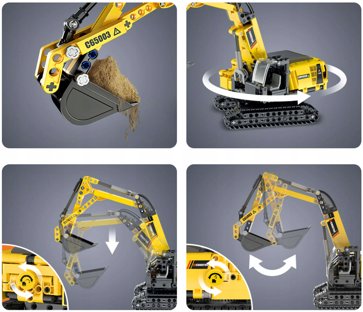 Statybiniai blokeliai CADA TECHNIC mini ekskavatorius-krautuvo modelis 403 detalės, judančios dalys, dovanai