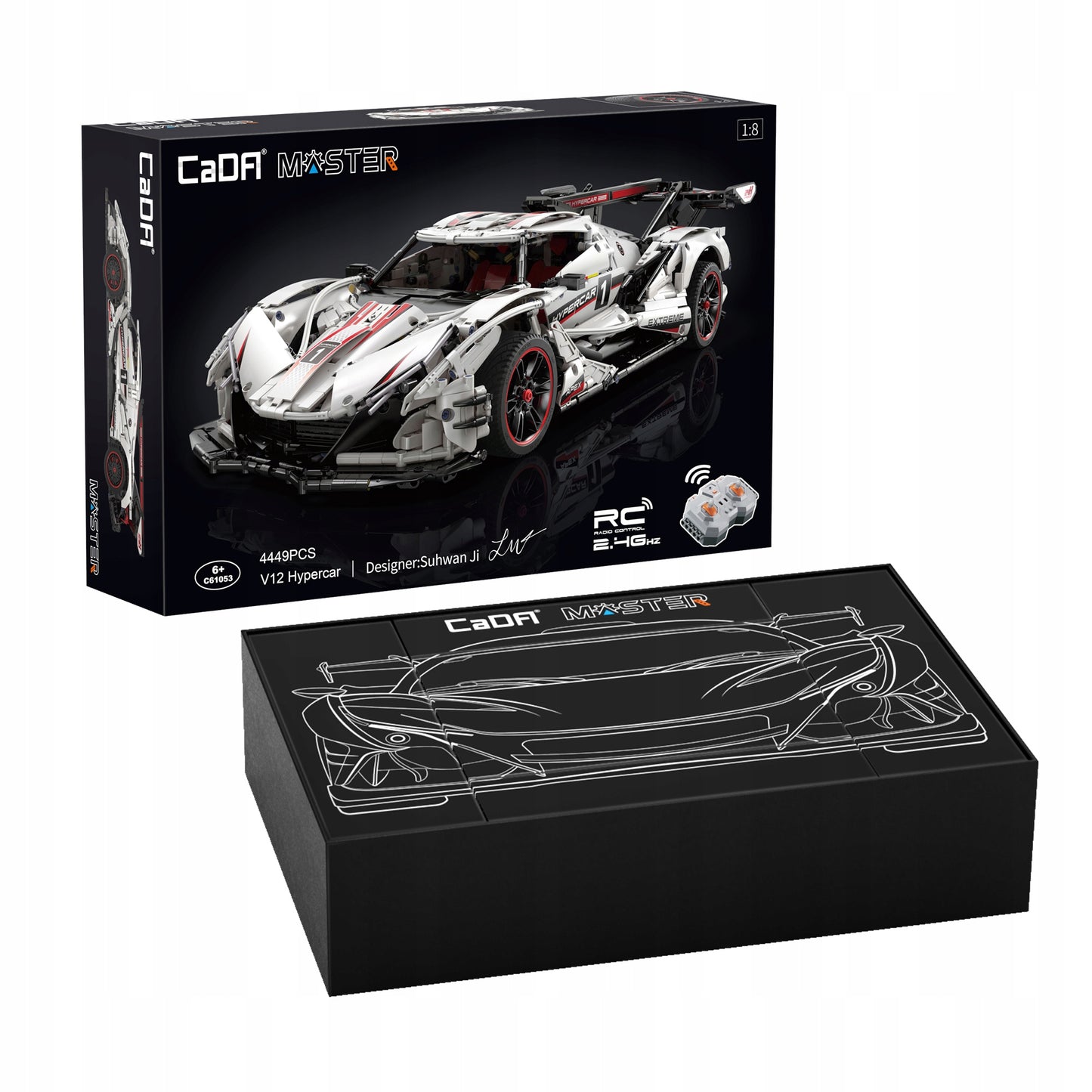 Konstrukciniai blokeliai CaDA TECHNIC Hyper Car V12 4449 El. RC PRO POWER SYSTEM