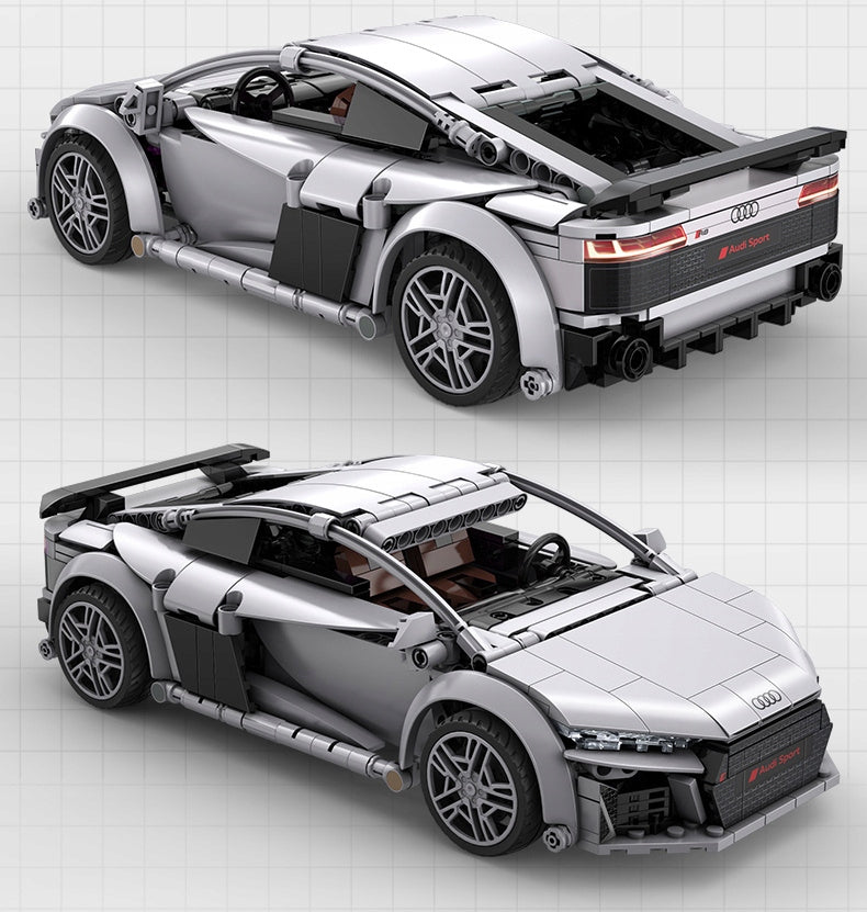 CADA Statybiniai blokeliai, RC lenktyninis automobilis AUDI R8 COUPE 1:14, nuotoliniu būdu valdomas, 536 elementai.