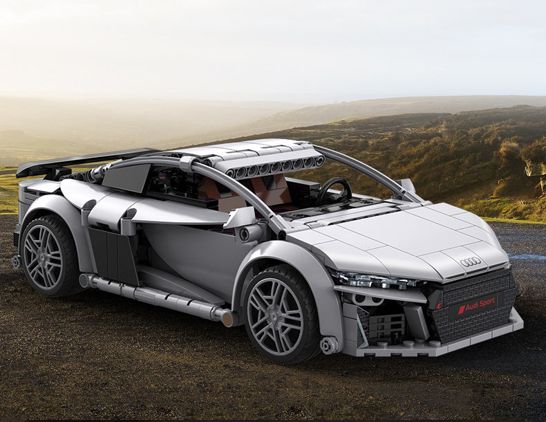 CADA Statybiniai blokeliai, RC lenktyninis automobilis AUDI R8 COUPE 1:14, nuotoliniu būdu valdomas, 536 elementai.