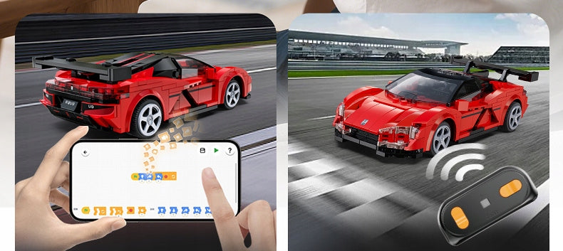 Statybiniai blokeliai CaDA Lenktyninis automobilis YANGWANG U9 Nuotoliniu būdu valdomas automobilis 299 dalys