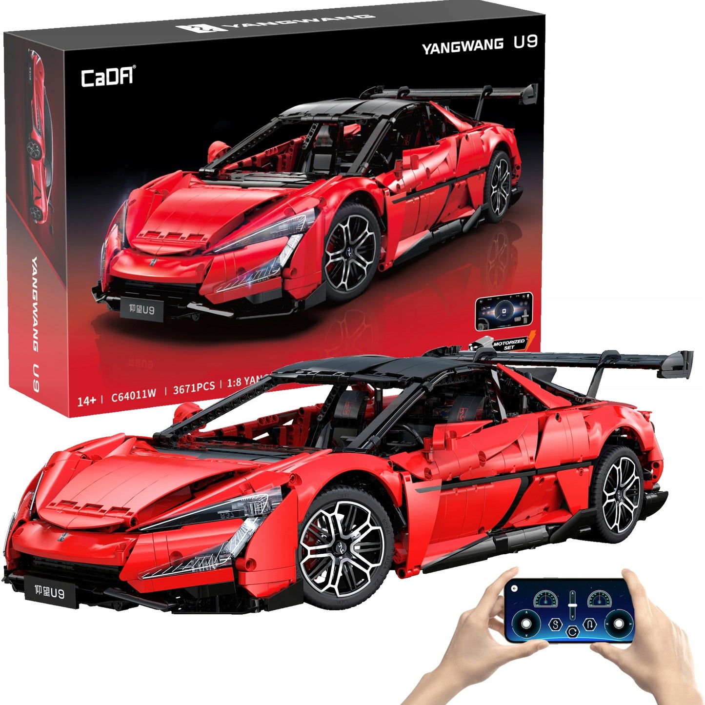 Konstrukcinės detalės CaDA YANGWANG U9 BYD 1:8 Nuotoliniu būdu valdomas rinkinys 3671 elementų Šokantis