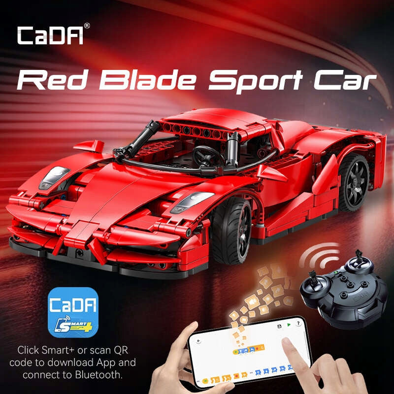 Konstrukcinis rinkinys CADA Nuotoliniu būdu valdomas sportinis automobilis 32cm RED BLADE 405 dalys