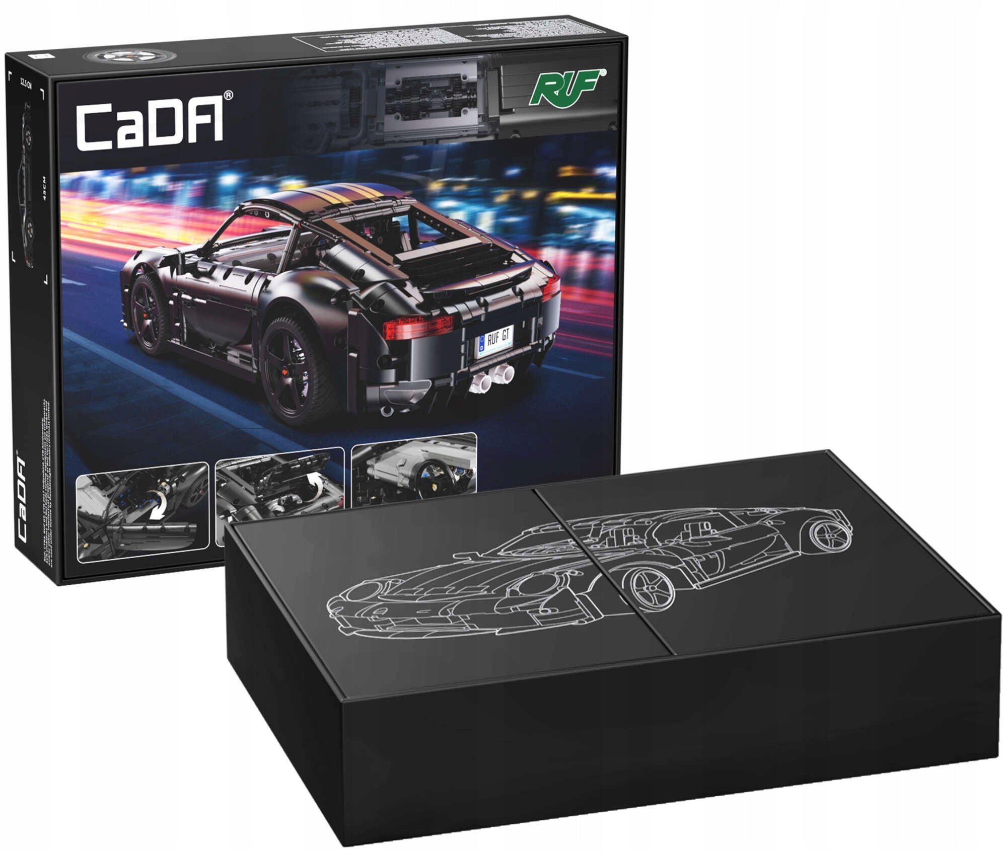 Konstruktorius CADA Nuotoliniu Būdu Valdomas Miesto Automobilis RUF GT Pavara LED RC 1655 EL