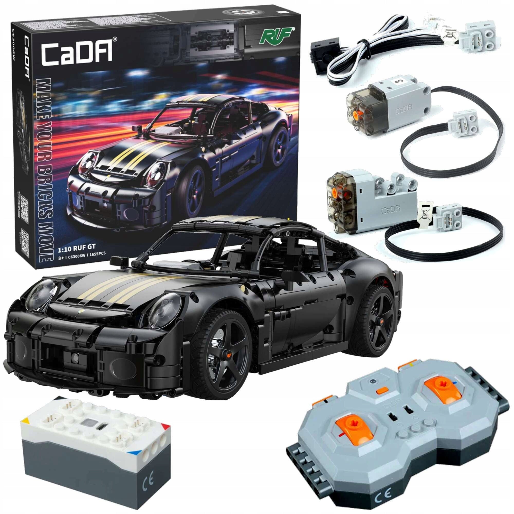 Konstruktorius CADA Nuotoliniu Būdu Valdomas Miesto Automobilis RUF GT Pavara LED RC 1655 EL