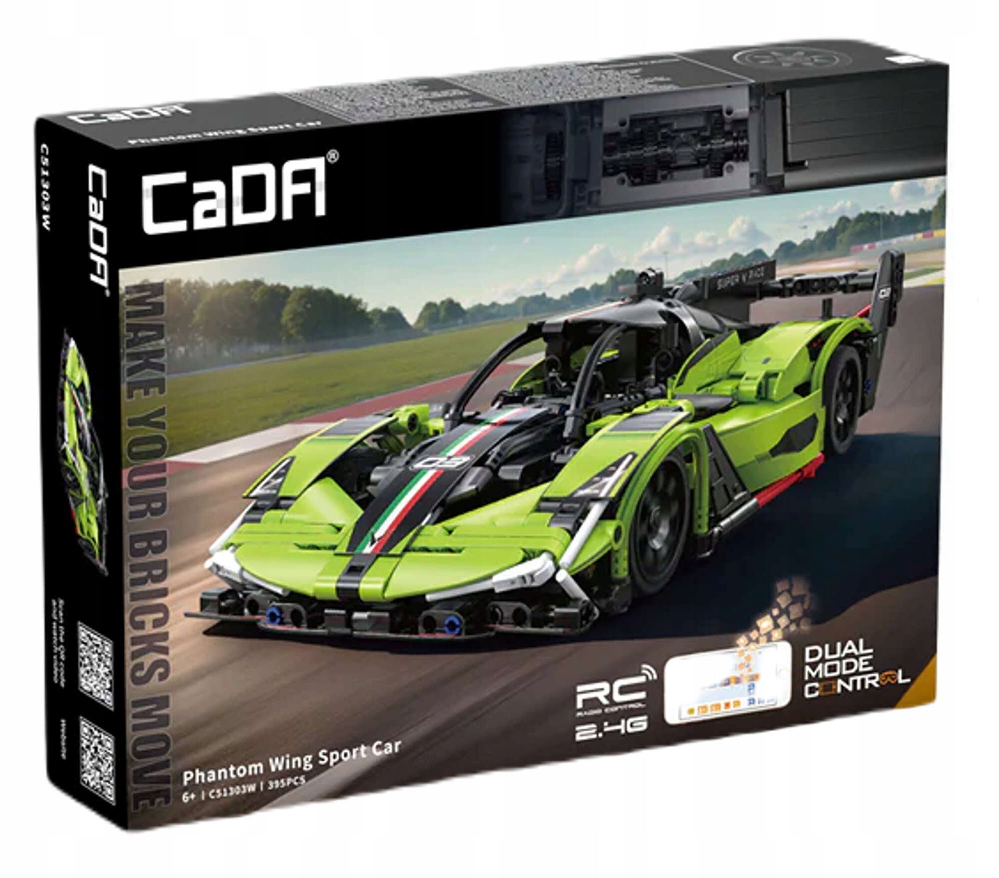 Statybiniai blokeliai CaDA nuotoliniu būdu valdomas automobilis Phantom RC 395 elementai