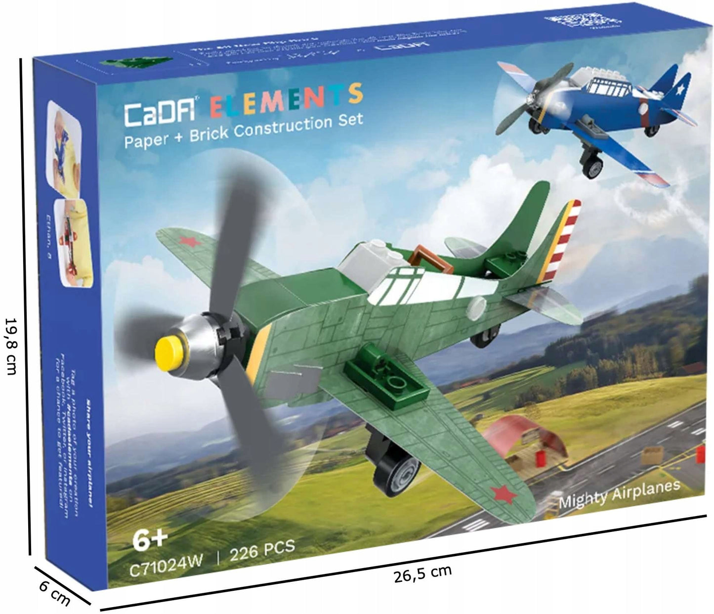 Konstruktorius CADA 6-in-1, lėktuvai, 226 elementai + oro bazė su priedais