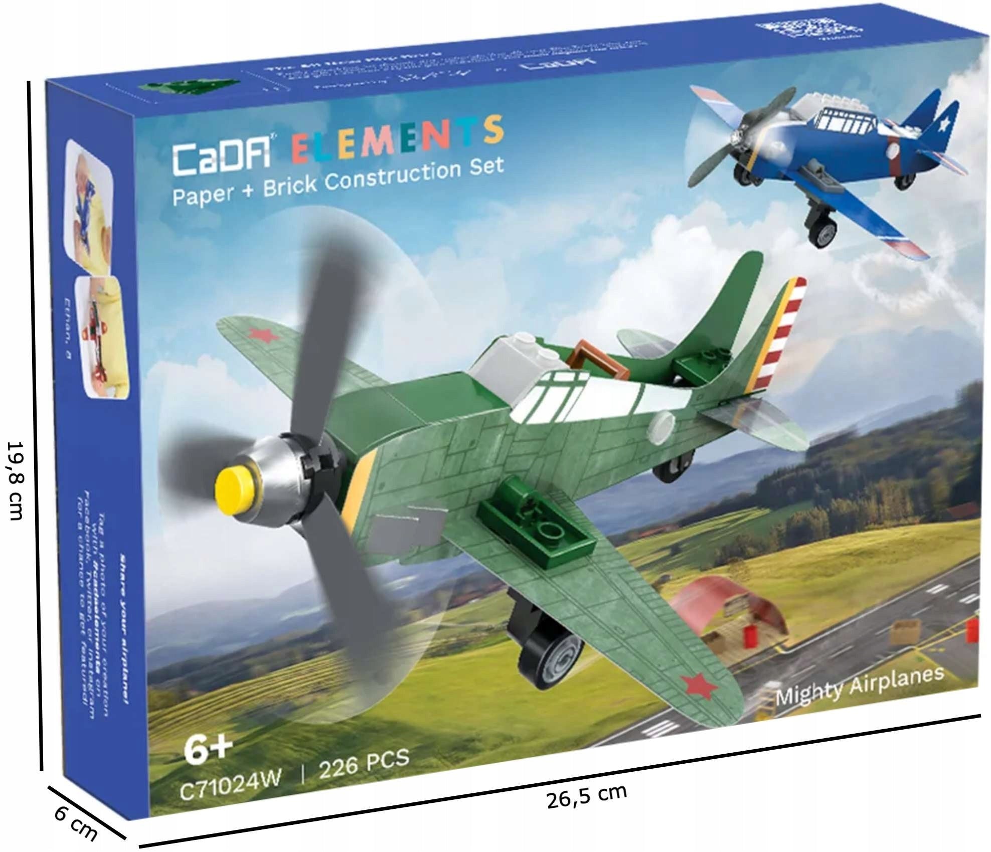 Konstruktorius CADA 6-in-1, lėktuvai, 226 elementai + oro bazė su priedais