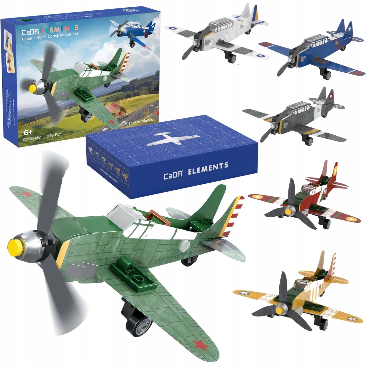 Konstruktorius CADA 6-in-1, lėktuvai, 226 elementai + oro bazė su priedais