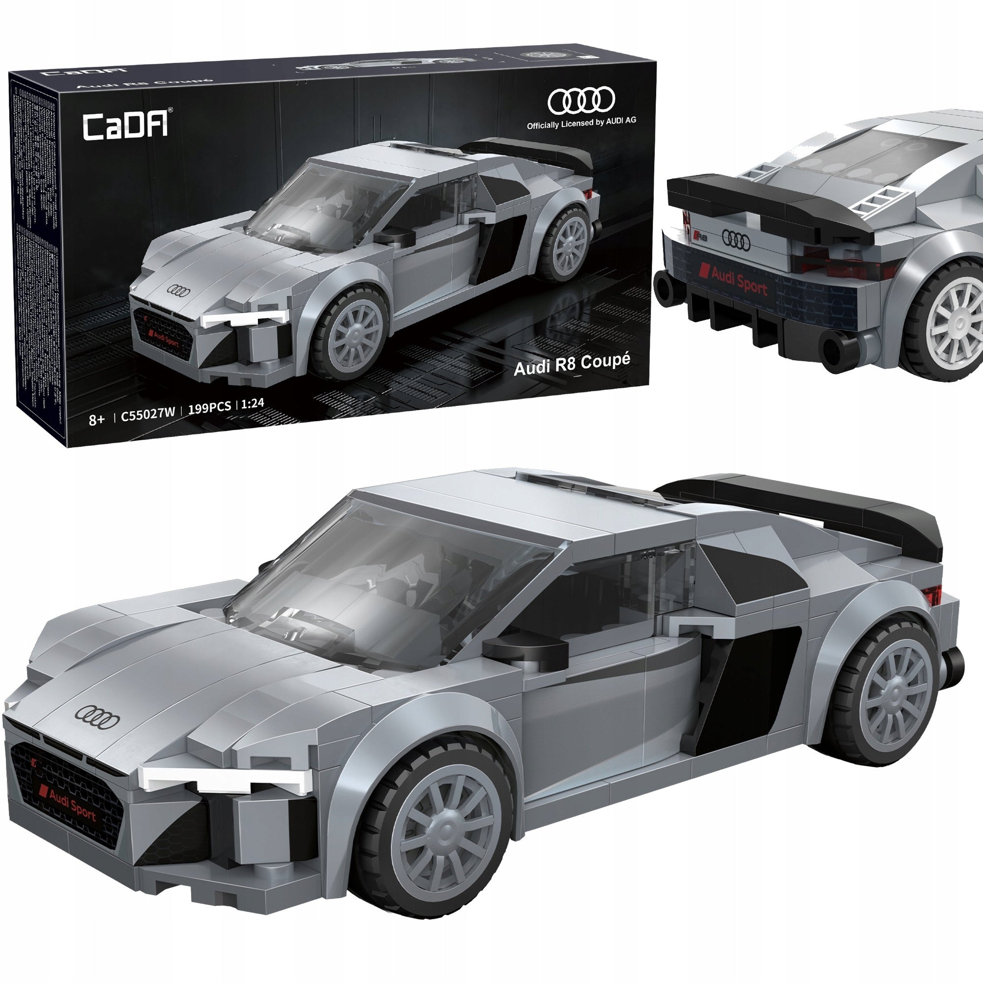 CaDA konstruktorius AUDI R8 COUPE 1:24 kolekcinis 199 det. automobilis