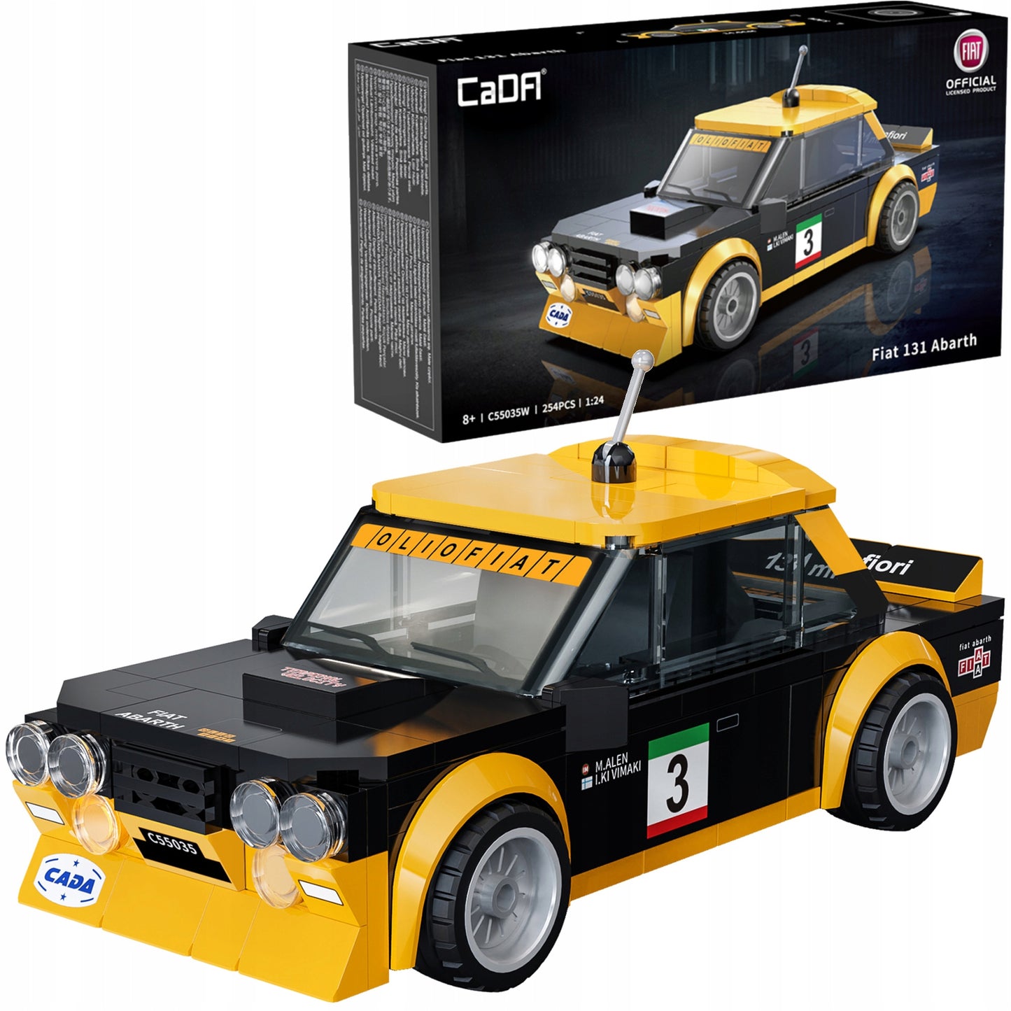 Konstravimo rinkinys CADA FIAT ABARTH 131 Ralio automobilis, mastelis 1:24, 254 dalys