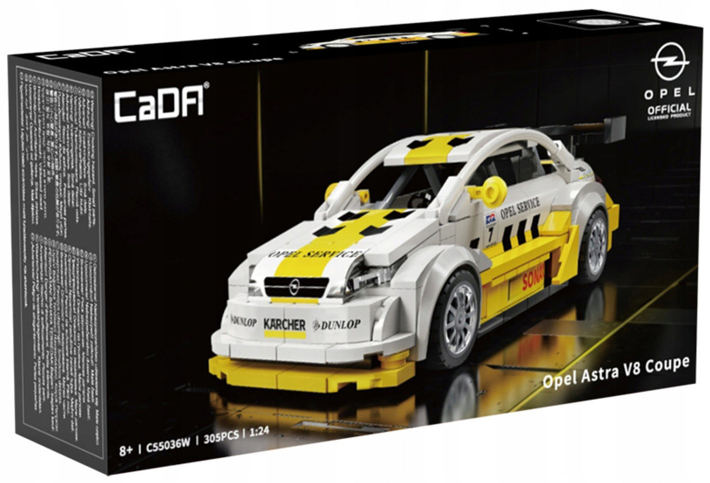 Statybiniai blokeliai CaDA Rinkinys Opel Astra V8 Coupe DTM 1:24 Kolekcinis automobilis 305 dalys