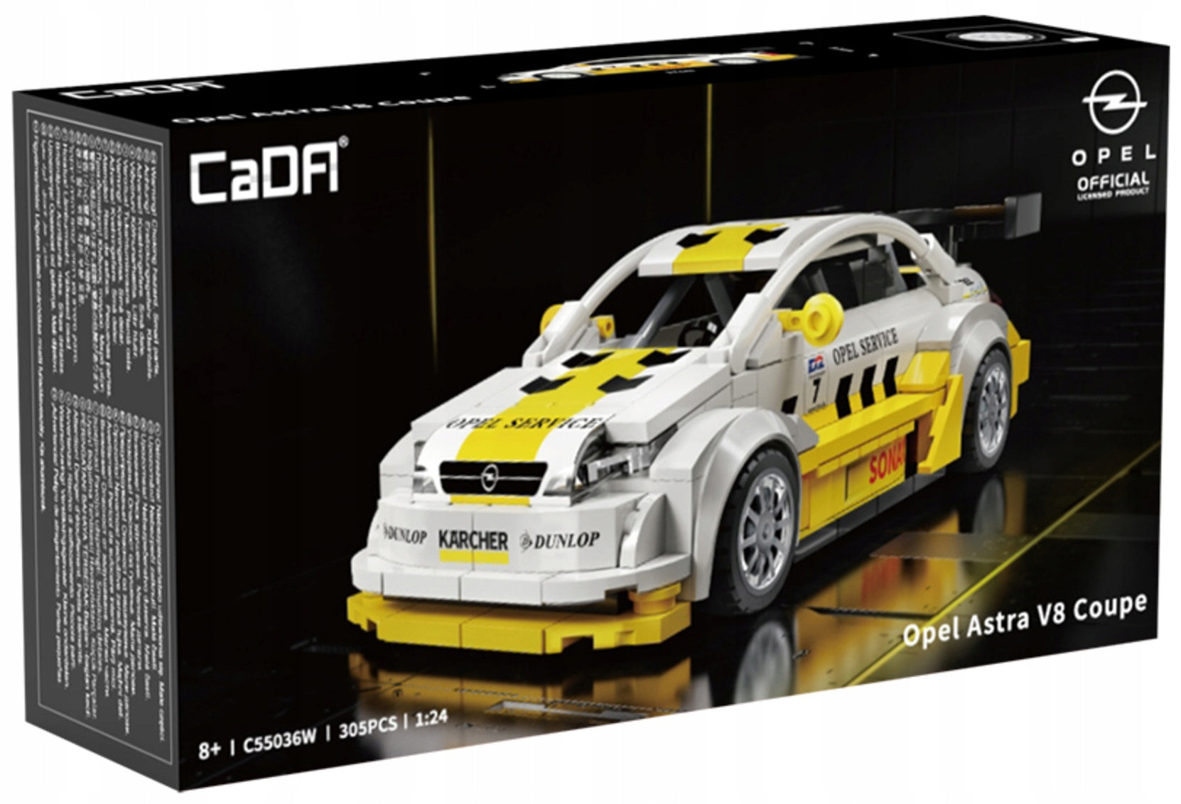 Statybiniai blokeliai CaDA Rinkinys Opel Astra V8 Coupe DTM 1:24 Kolekcinis automobilis 305 dalys
