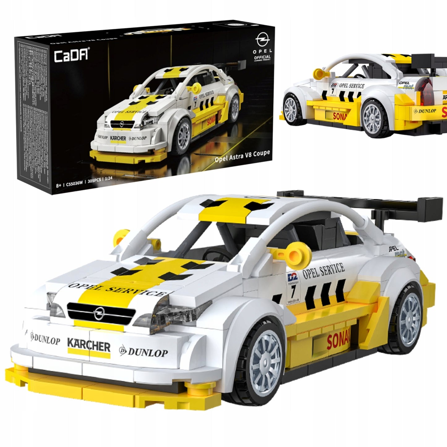 Statybiniai blokeliai CaDA Rinkinys Opel Astra V8 Coupe DTM 1:24 Kolekcinis automobilis 305 dalys