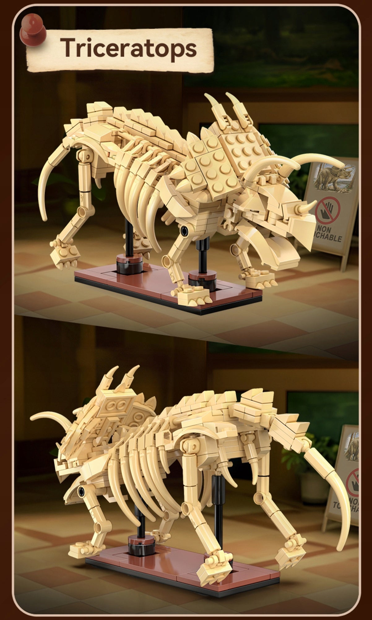Statybiniai blokeliai CADA Rinkinys Skeletas Modelis D-sauras Triceratops Fosilijos 272
