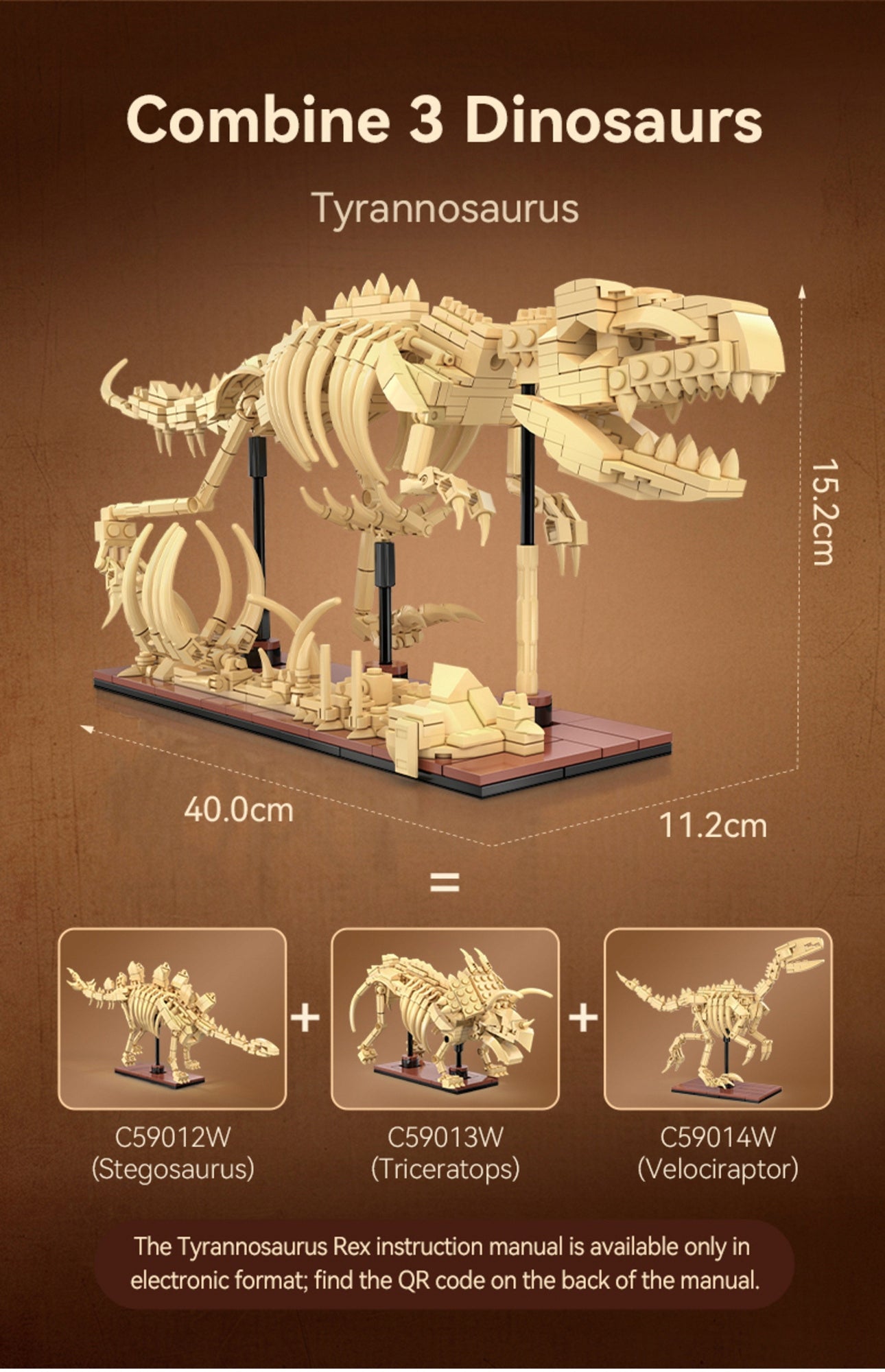 Statybiniai blokeliai CADA Rinkinys Skeletas Modelis D-sauras Triceratops Fosilijos 272