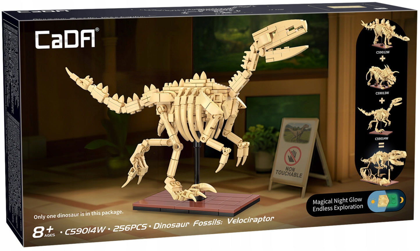 KLOCKAI CADA VELOCIRAPTOR SKELETAS MODELIS DINZAURAS FOSILIJOS 256 EL CADA