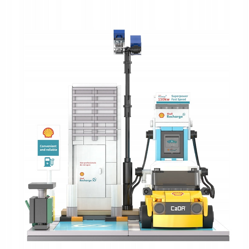 Statybiniai blokeliai CADA SHELL PASTATAS ELEKTROMOBILIŲ ĮKROVIMO STOTELĖ 8+