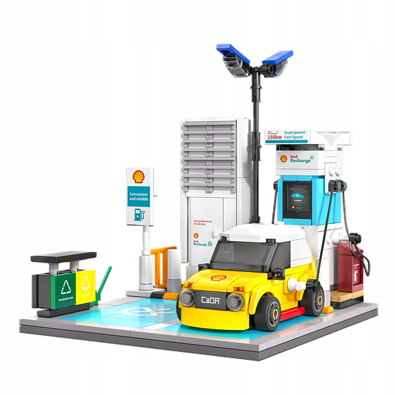 Statybiniai blokeliai CADA SHELL PASTATAS ELEKTROMOBILIŲ ĮKROVIMO STOTELĖ 8+